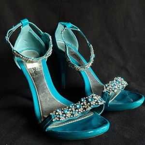 Turquoise and Crystal heels